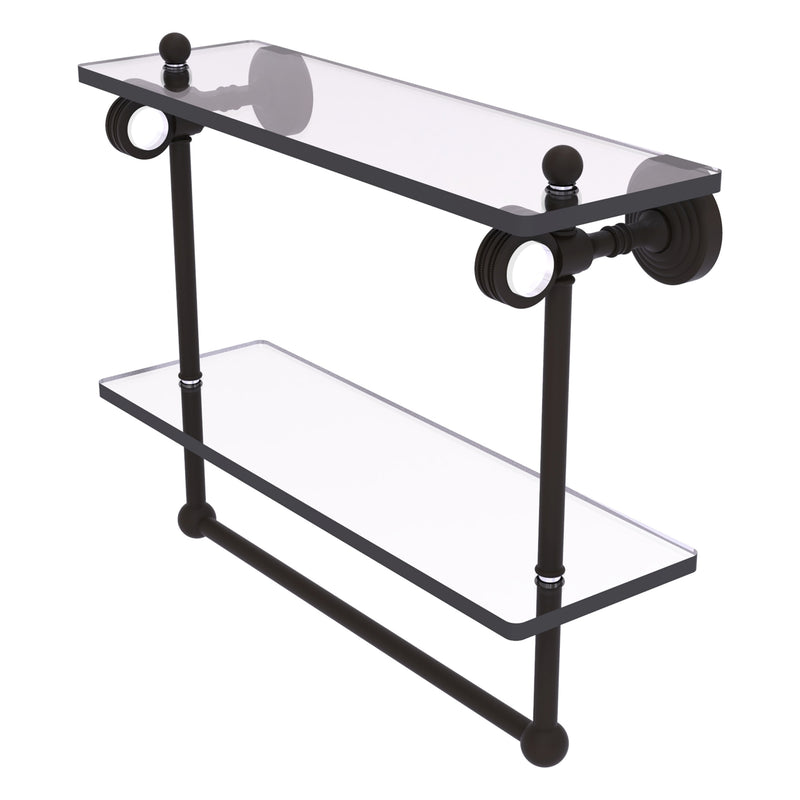 Pacific Grove Collection Double Glass Shelf  with Towel Bar with Dotted Accents