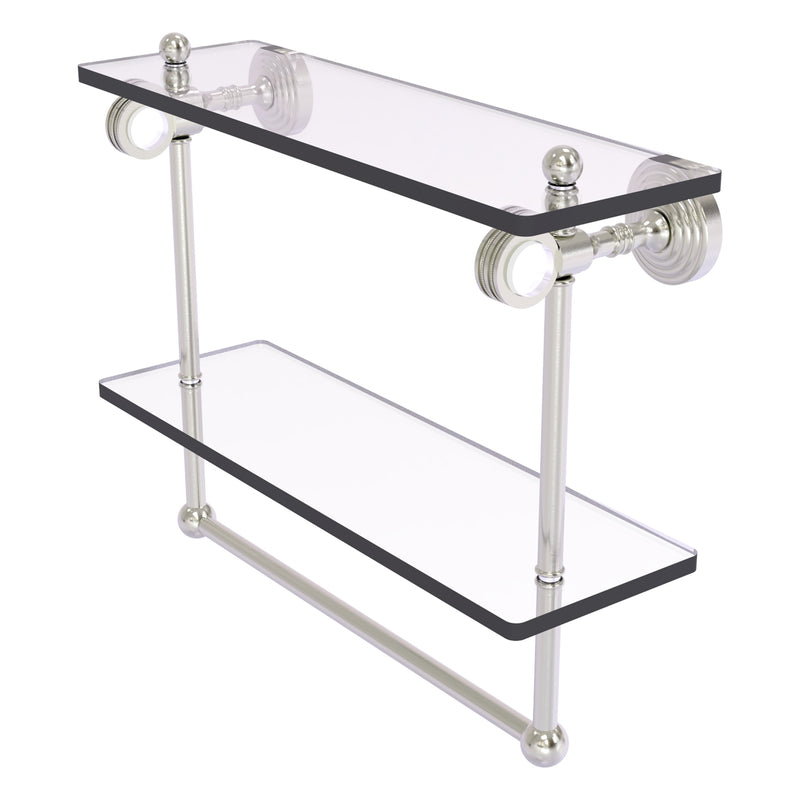 Pacific Grove Collection Double Glass Shelf  with Towel Bar with Dotted Accents