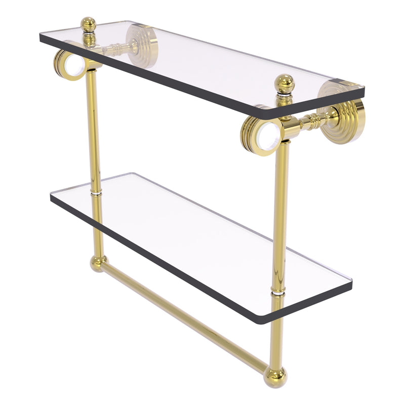 Pacific Grove Collection Double Glass Shelf  with Towel Bar with Dotted Accents