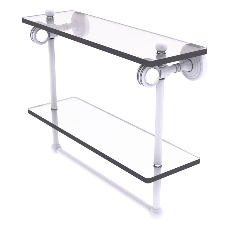 Pacific Grove Collection Double Glass Shelf  with Towel Bar with Dotted Accents