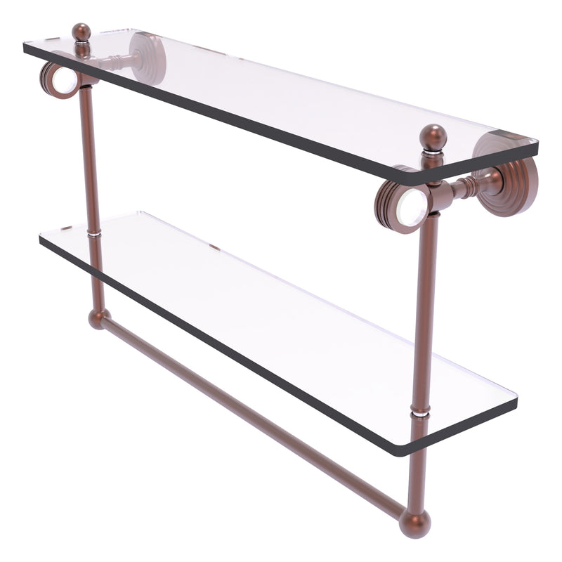 Pacific Grove Collection Double Glass Shelf  with Towel Bar with Dotted Accents