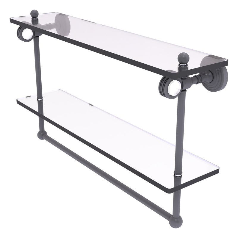 Pacific Grove Collection Double Glass Shelf  with Towel Bar with Dotted Accents