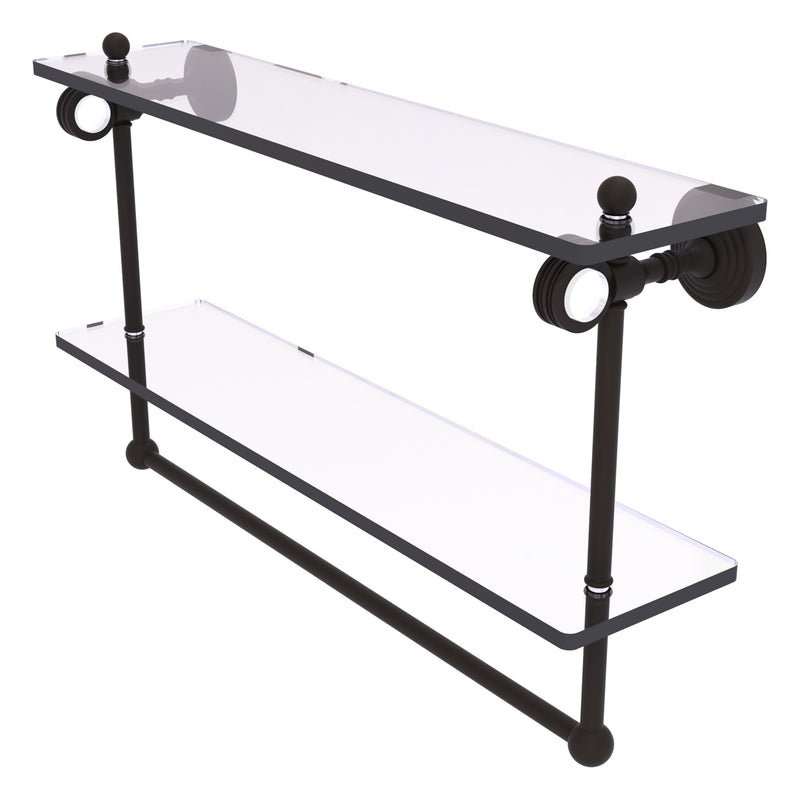 Pacific Grove Collection Double Glass Shelf  with Towel Bar with Dotted Accents