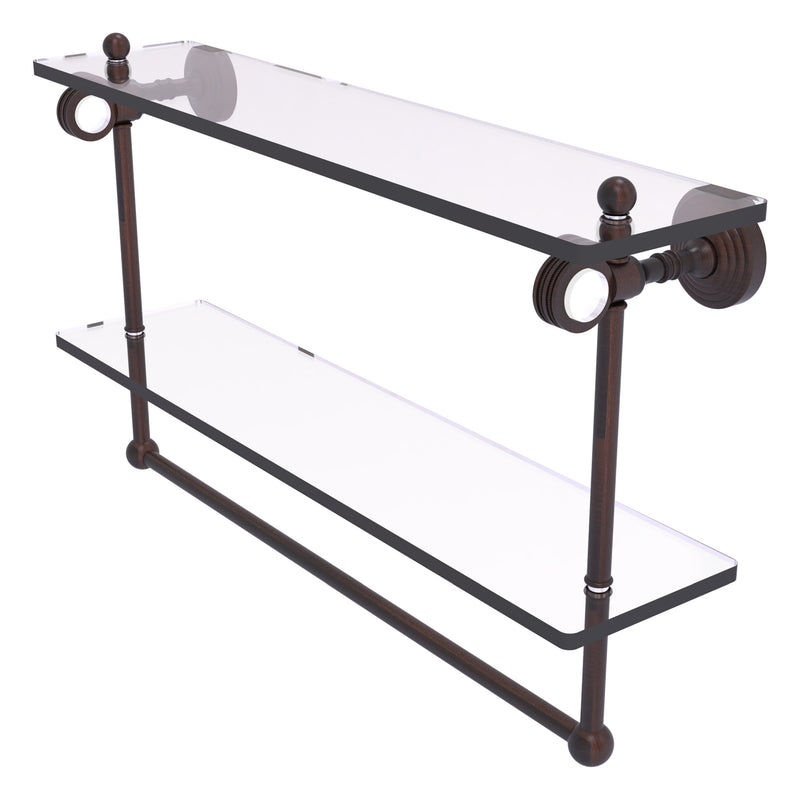 Pacific Grove Collection Double Glass Shelf  with Towel Bar with Dotted Accents