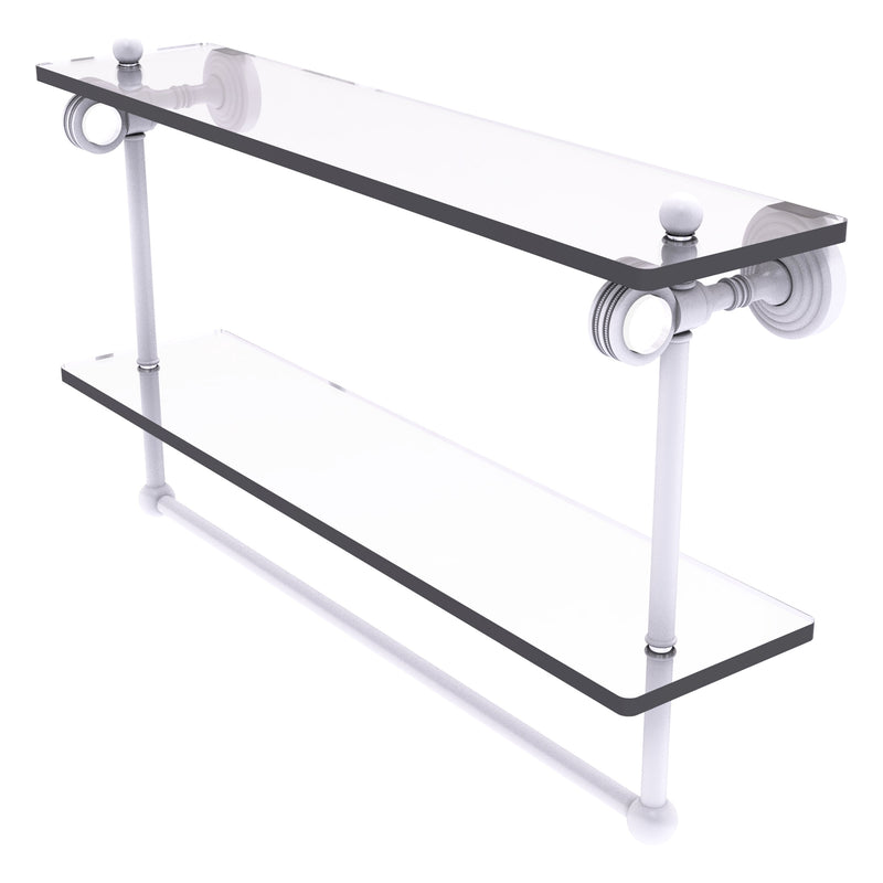 Pacific Grove Collection Double Glass Shelf  with Towel Bar with Dotted Accents