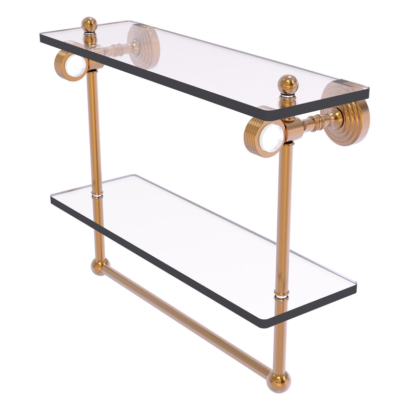 Pacific Grove Collection Double Glass Shelf  with Towel Bar with Grooved Accents