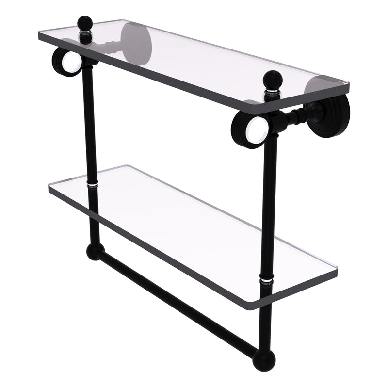 Pacific Grove Collection Double Glass Shelf  with Towel Bar with Grooved Accents