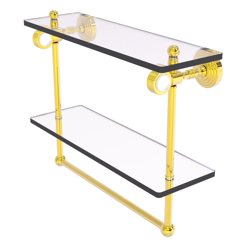 Pacific Grove Collection Double Glass Shelf  with Towel Bar with Grooved Accents