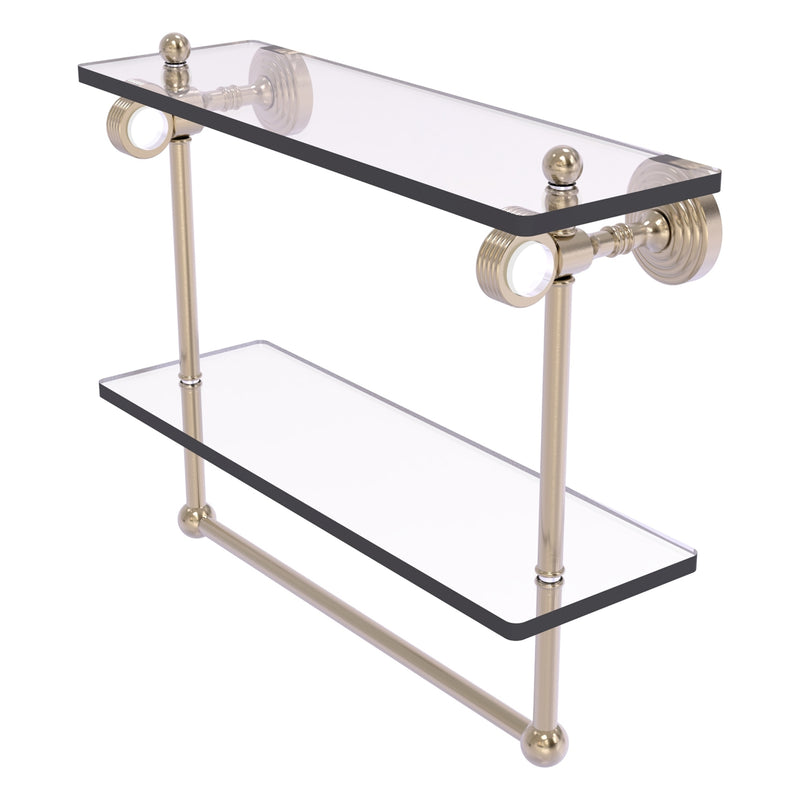 Pacific Grove Collection Double Glass Shelf  with Towel Bar with Grooved Accents