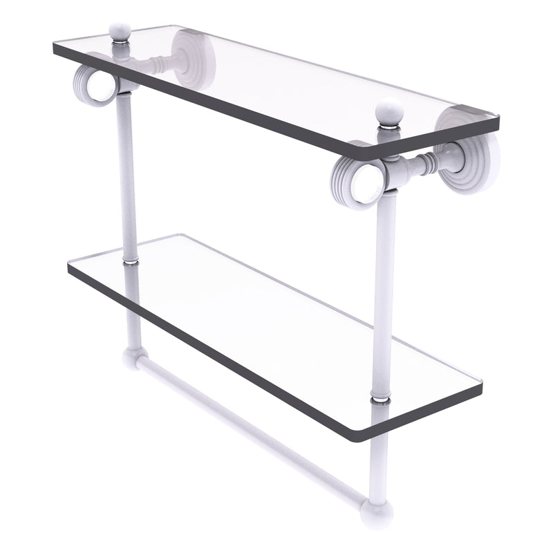 Pacific Grove Collection Double Glass Shelf  with Towel Bar with Grooved Accents