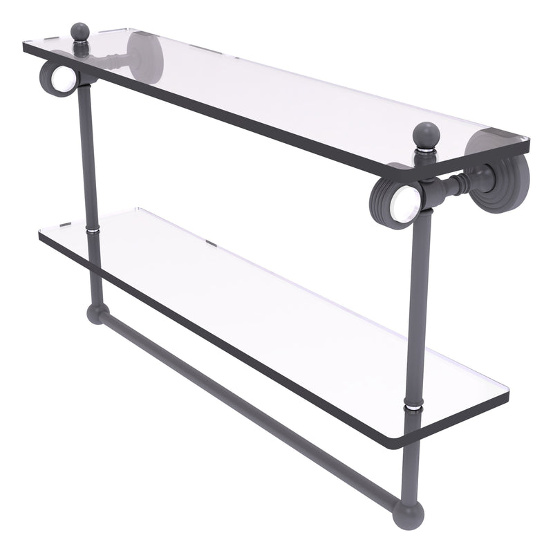 Pacific Grove Collection Double Glass Shelf  with Towel Bar with Grooved Accents