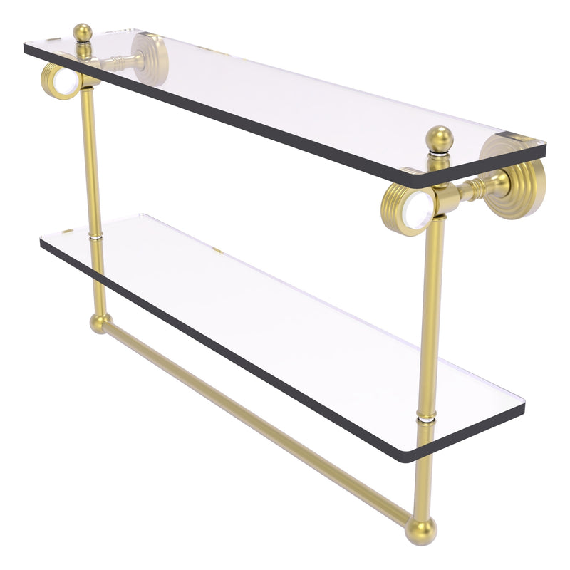 Pacific Grove Collection Double Glass Shelf  with Towel Bar with Grooved Accents