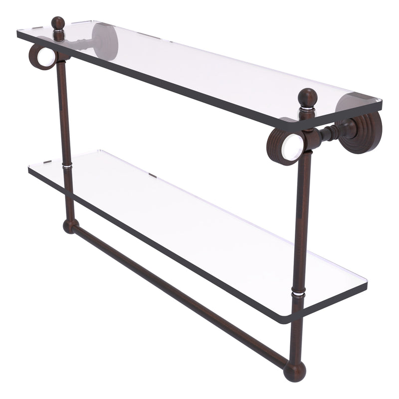 Pacific Grove Collection Double Glass Shelf  with Towel Bar with Grooved Accents