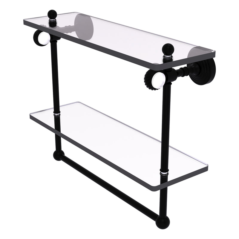 Pacific Grove Collection Double Glass Shelf  with Towel Bar with Twisted Accents