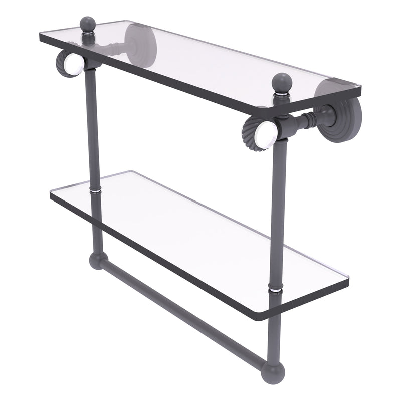 Pacific Grove Collection Double Glass Shelf  with Towel Bar with Twisted Accents