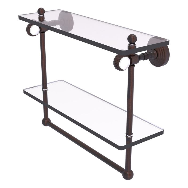 Pacific Grove Collection Double Glass Shelf  with Towel Bar with Twisted Accents