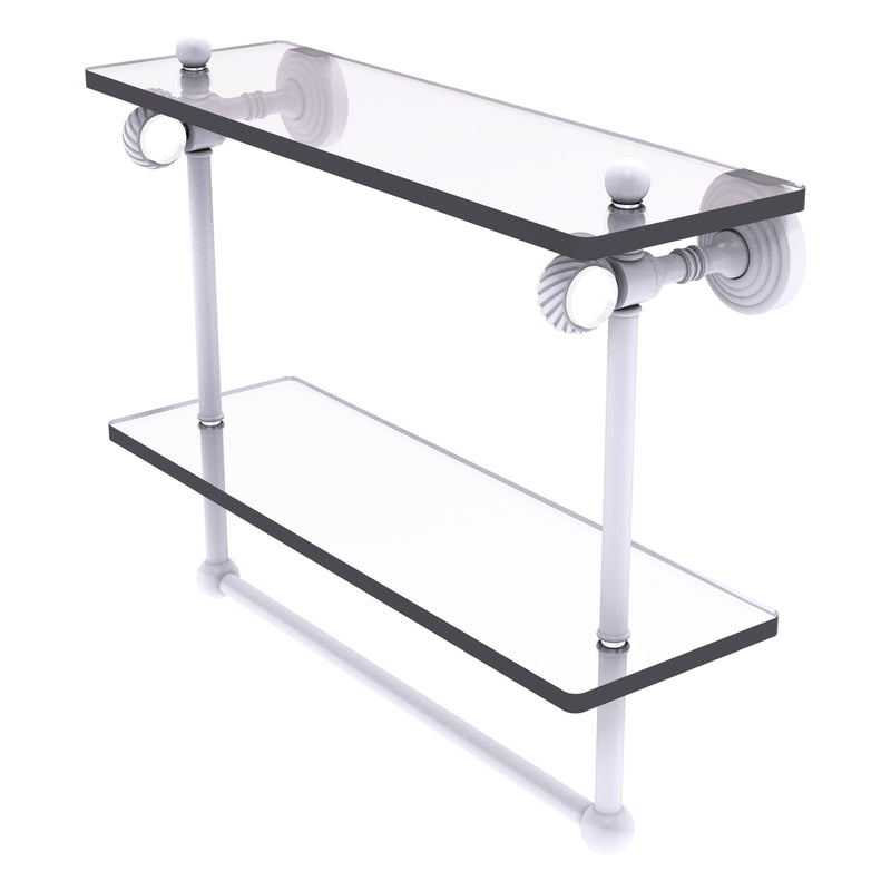 Pacific Grove Collection Double Glass Shelf  with Towel Bar with Twisted Accents