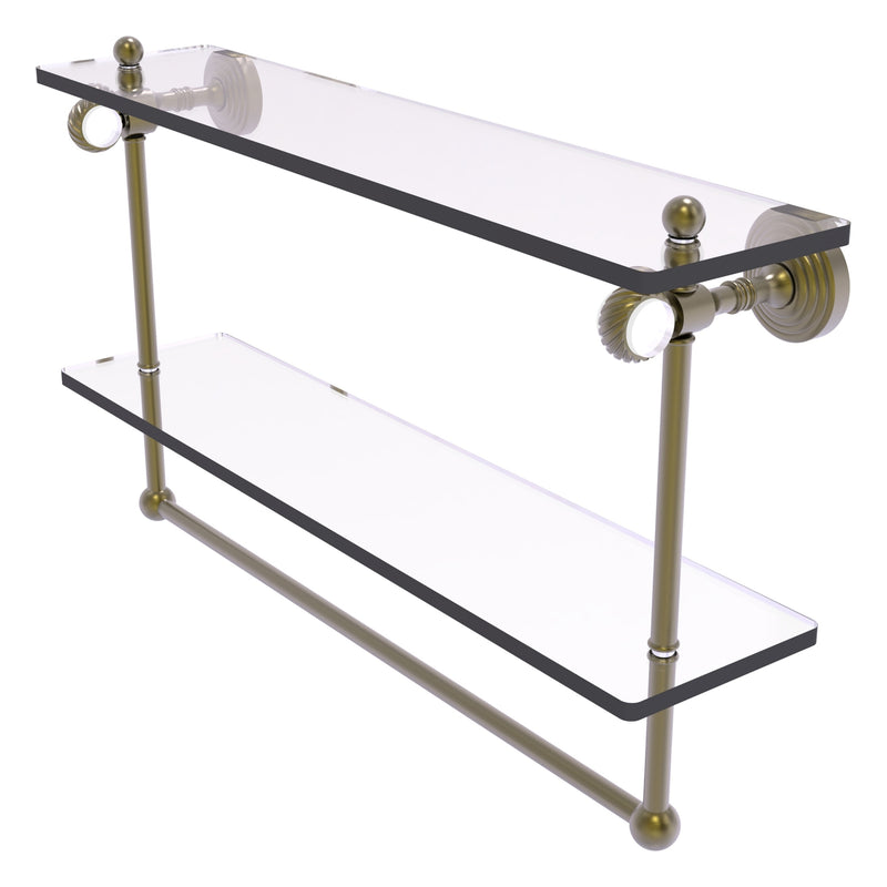 Pacific Grove Collection Double Glass Shelf  with Towel Bar with Twisted Accents