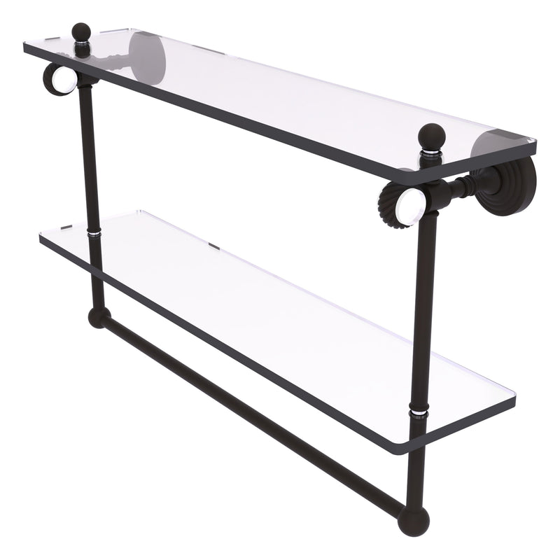 Pacific Grove Collection Double Glass Shelf  with Towel Bar with Twisted Accents