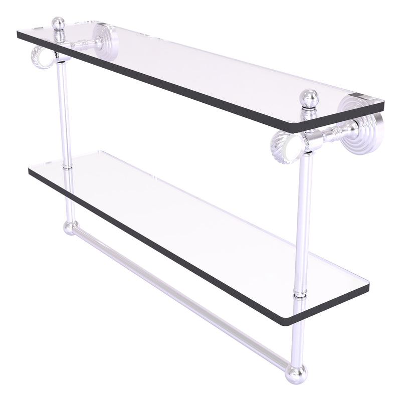 Pacific Grove Collection Double Glass Shelf  with Towel Bar with Twisted Accents