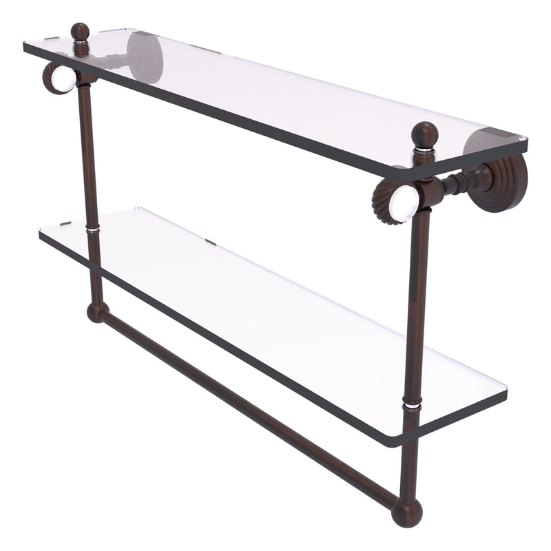 Pacific Grove Collection Double Glass Shelf  with Towel Bar with Twisted Accents