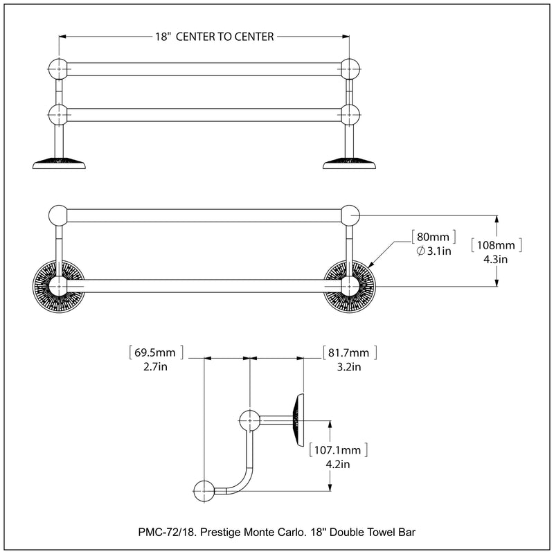 Prestige Monte Carlo Collection Double Towel Bar