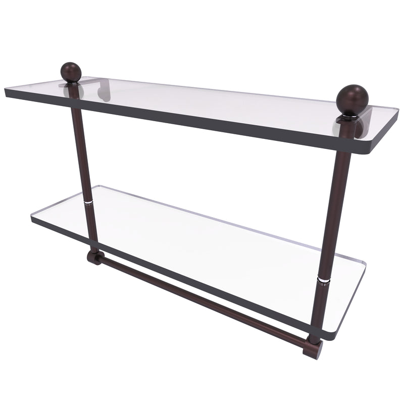 Prestige Regal Collection Two Tiered Glass Shelf with Integrated Towel Bar