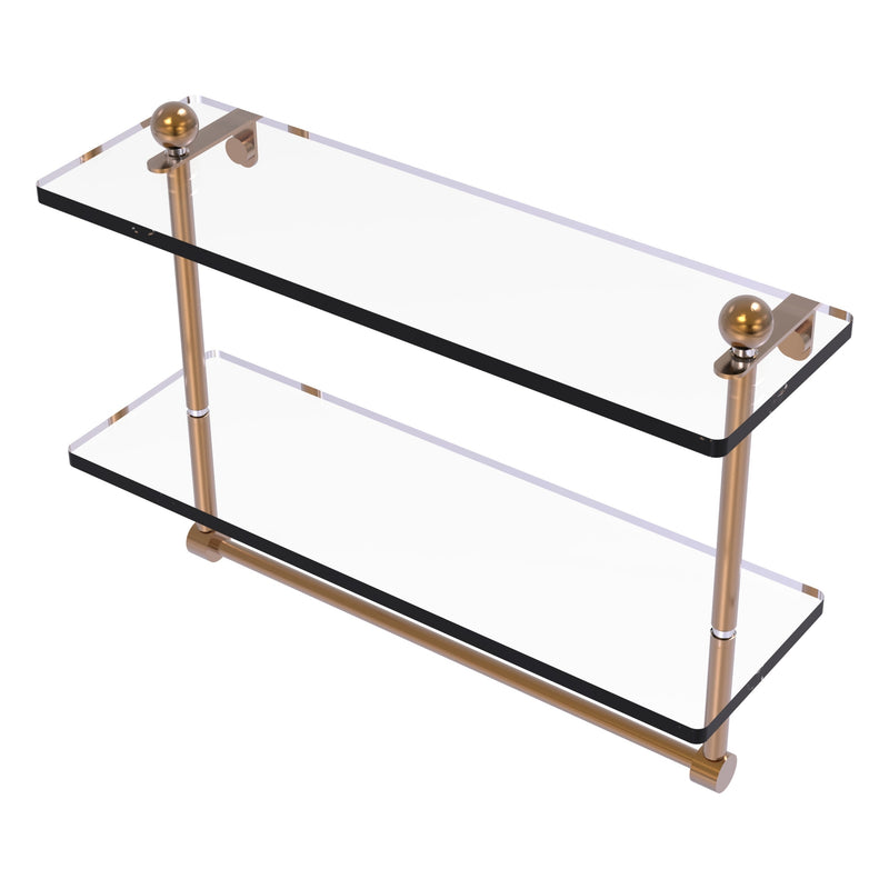 Prestige Regal Collection Two Tiered Glass Shelf with Integrated Towel Bar