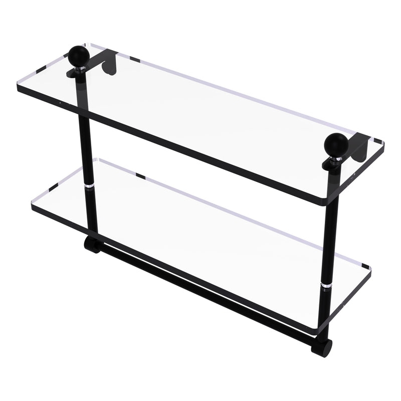 Prestige Regal Collection Two Tiered Glass Shelf with Integrated Towel Bar