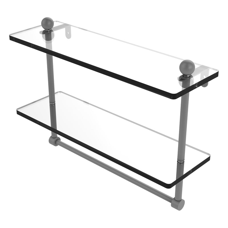 Prestige Regal Collection Two Tiered Glass Shelf with Integrated Towel Bar