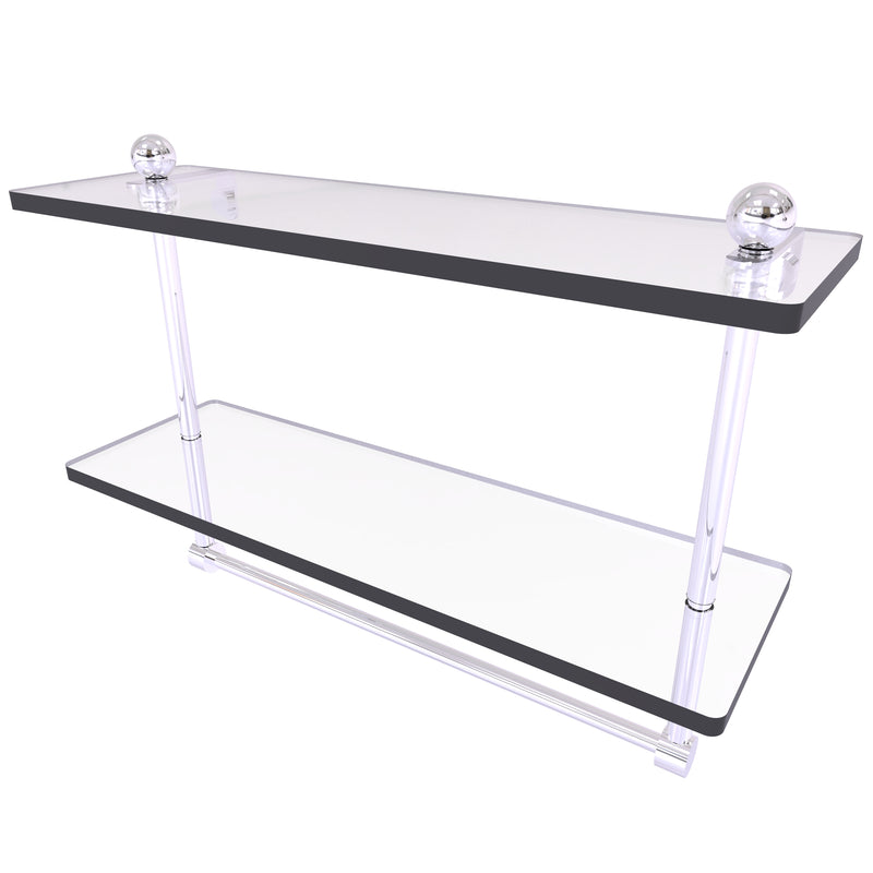 Prestige Regal Collection Two Tiered Glass Shelf with Integrated Towel Bar