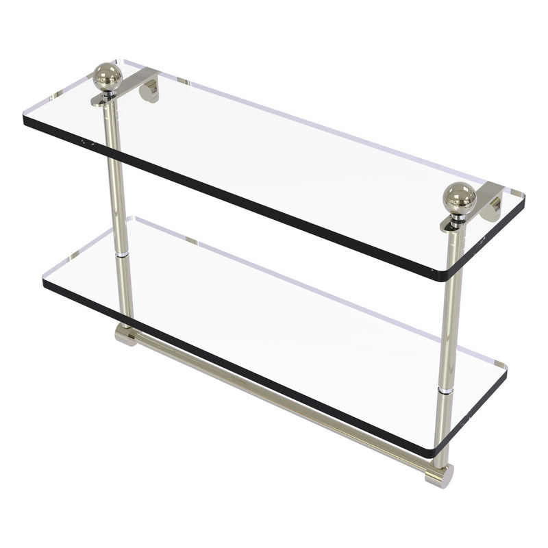 Prestige Regal Collection Two Tiered Glass Shelf with Integrated Towel Bar