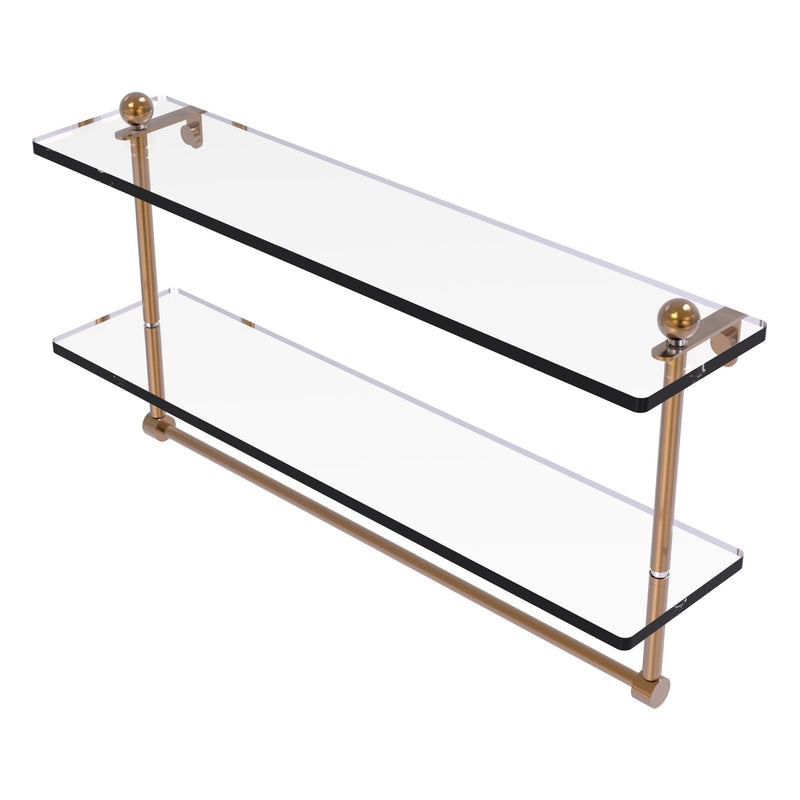 Prestige Regal Collection Two Tiered Glass Shelf with Integrated Towel Bar