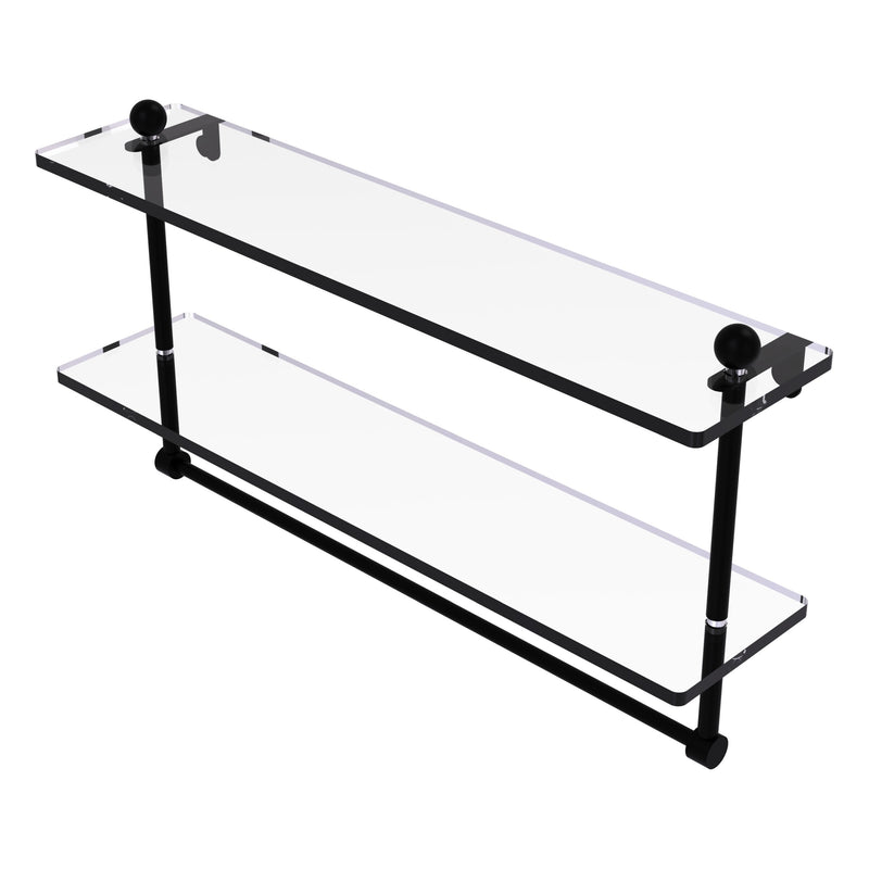 Prestige Regal Collection Two Tiered Glass Shelf with Integrated Towel Bar