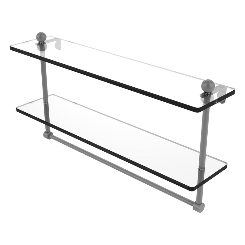 Prestige Regal Collection Two Tiered Glass Shelf with Integrated Towel Bar