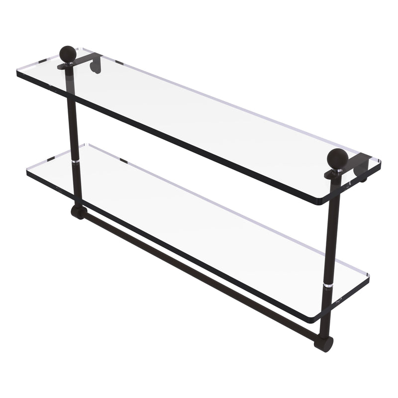 Prestige Regal Collection Two Tiered Glass Shelf with Integrated Towel Bar