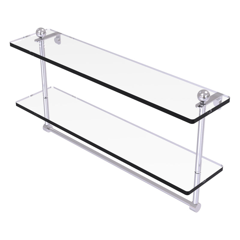 Prestige Regal Collection Two Tiered Glass Shelf with Integrated Towel Bar