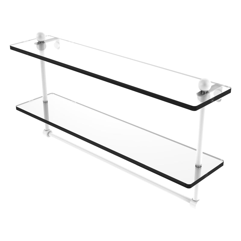 Prestige Regal Collection Two Tiered Glass Shelf with Integrated Towel Bar