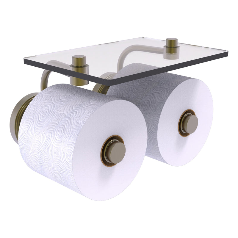 Prestige Regal Collection 2 Roll Toilet Paper Holder with Glass Shelf