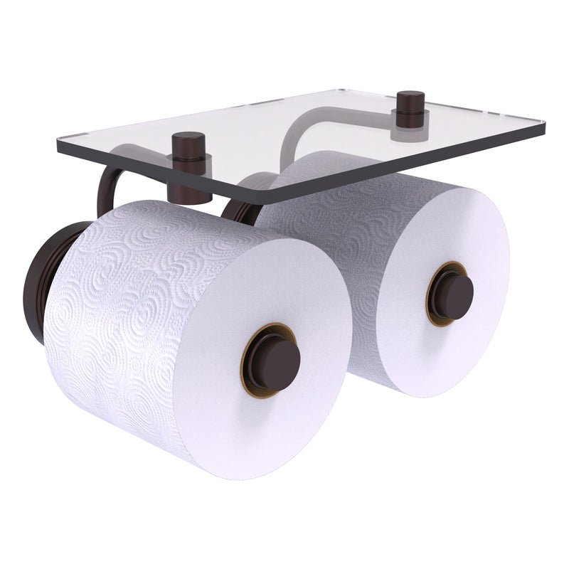 Prestige Regal Collection 2 Roll Toilet Paper Holder with Glass Shelf