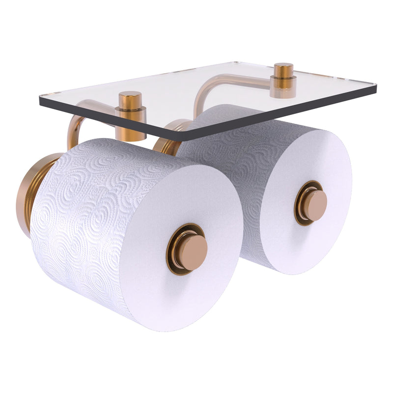 Prestige Regal Collection 2 Roll Toilet Paper Holder with Glass Shelf