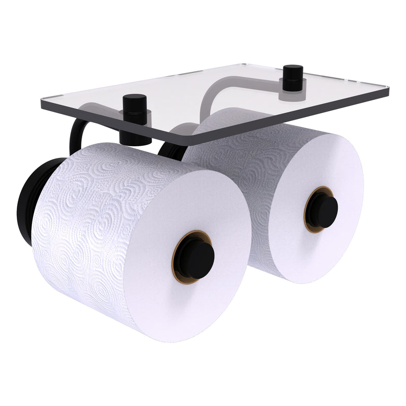 Prestige Regal Collection 2 Roll Toilet Paper Holder with Glass Shelf