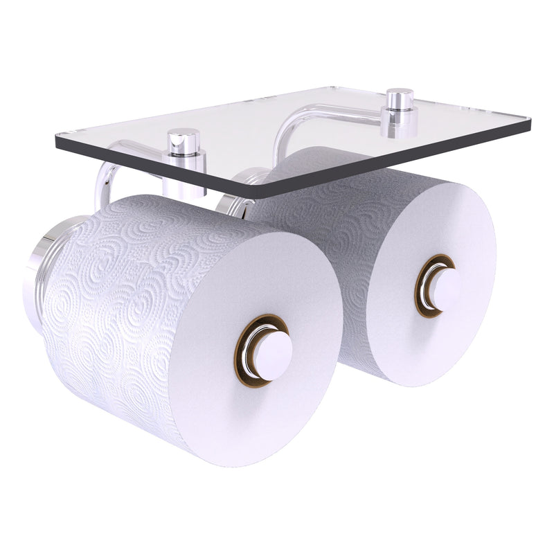 Prestige Regal Collection 2 Roll Toilet Paper Holder with Glass Shelf