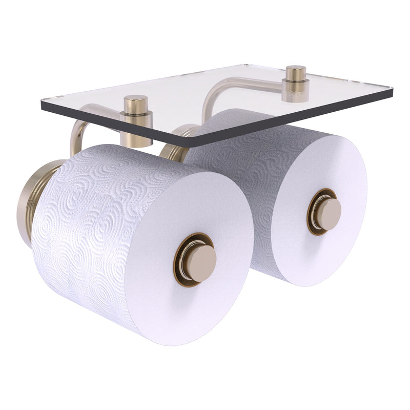 Prestige Regal Collection 2 Roll Toilet Paper Holder with Glass Shelf