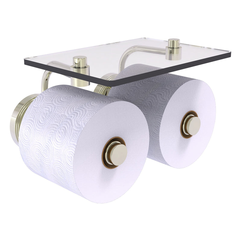 Prestige Regal Collection 2 Roll Toilet Paper Holder with Glass Shelf