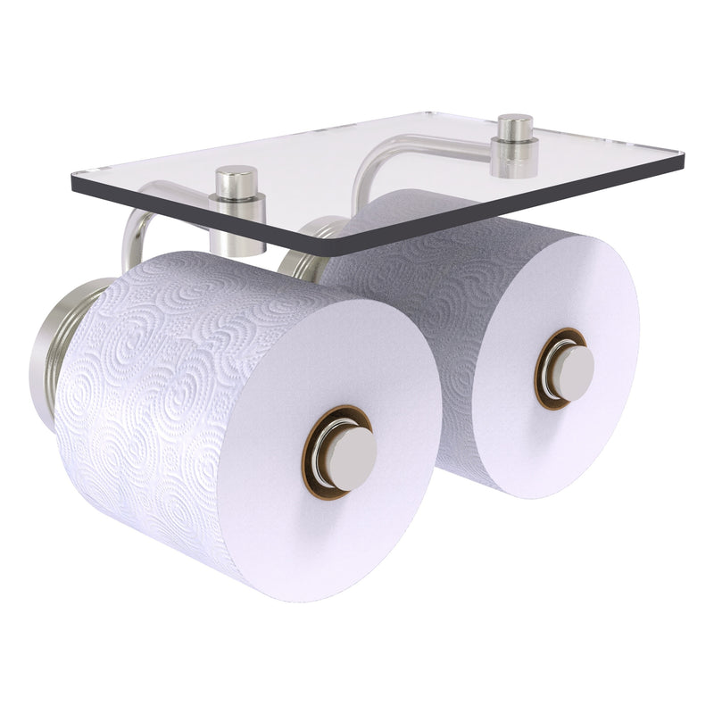 Prestige Regal Collection 2 Roll Toilet Paper Holder with Glass Shelf