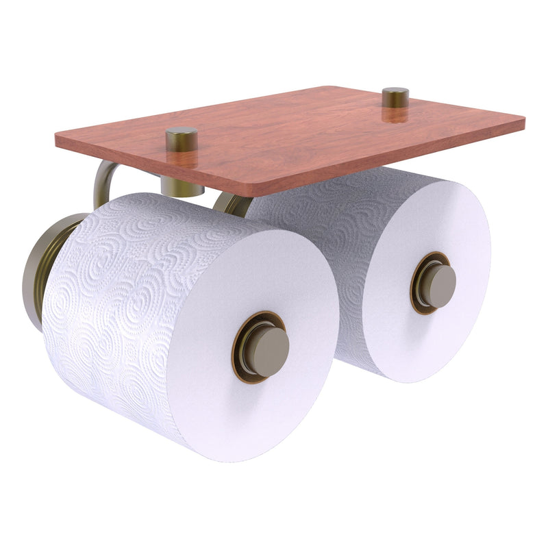 Prestige Regal Collection 2 Roll Toilet Paper Holder with Wood Shelf