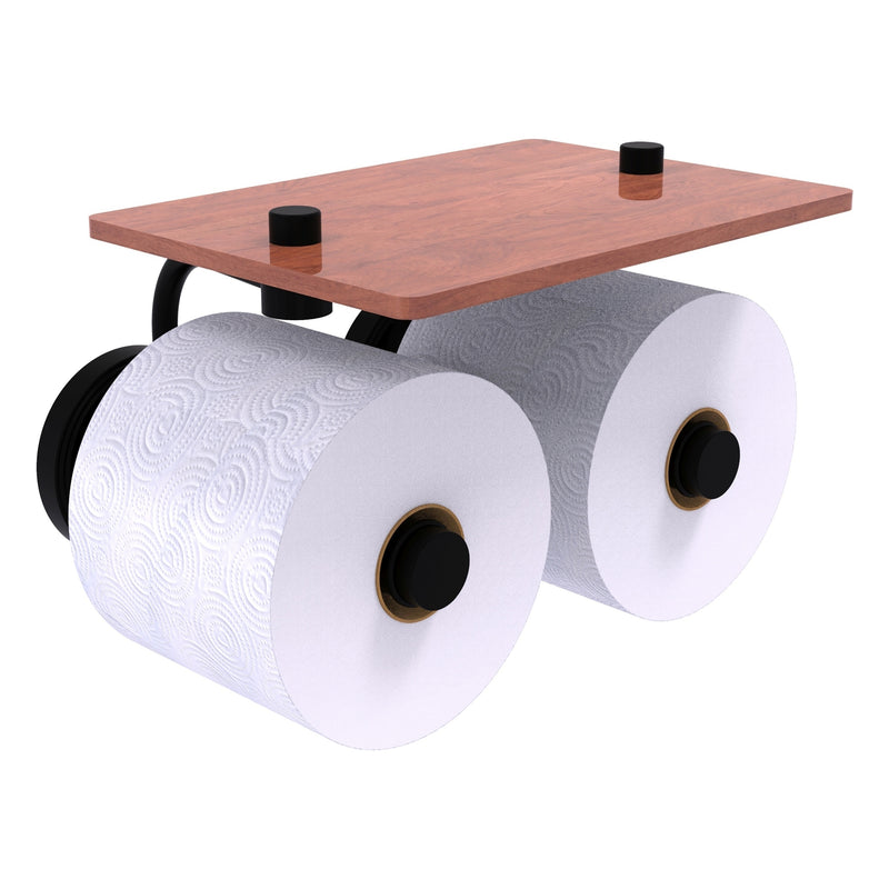 Prestige Regal Collection 2 Roll Toilet Paper Holder with Wood Shelf