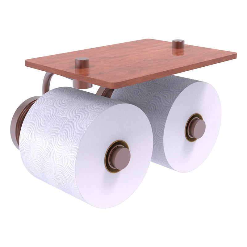 Prestige Regal Collection 2 Roll Toilet Paper Holder with Wood Shelf