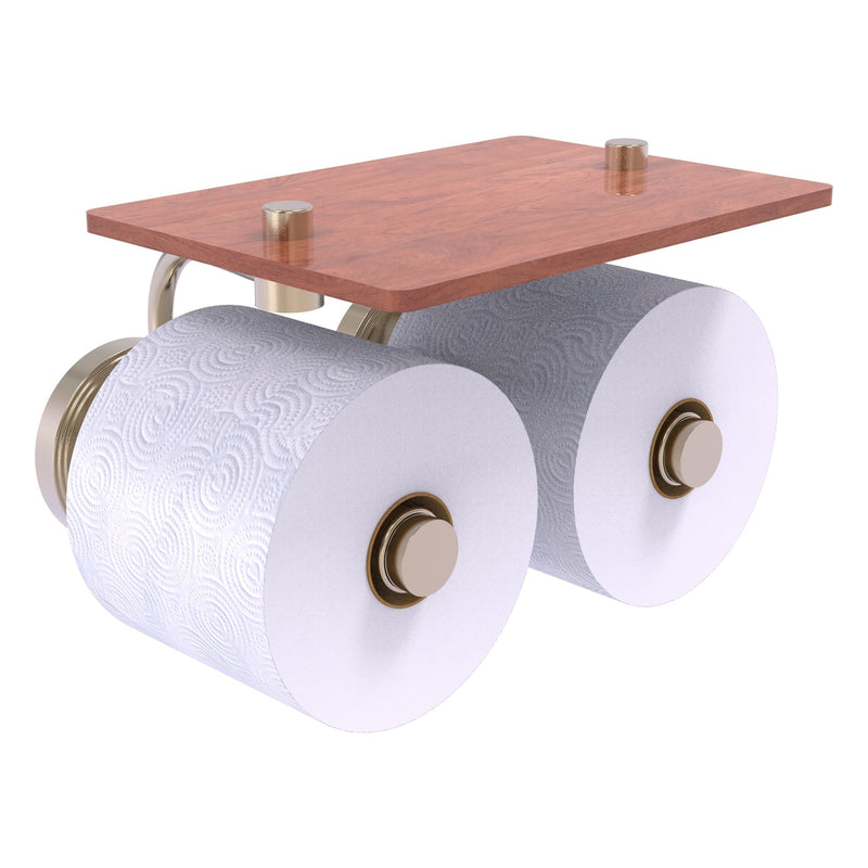 Prestige Regal Collection 2 Roll Toilet Paper Holder with Wood Shelf